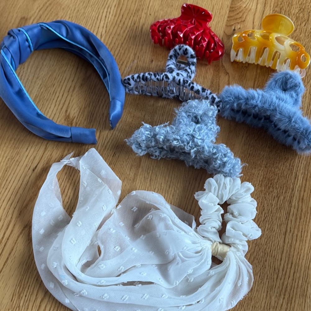Hair Accessory Bundle 5 Unique Claw Clips Headband and Pony Holder